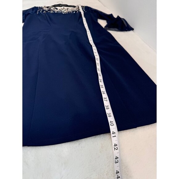 New Alex Evenings Women's Size 14 Embellished Short Sheath Cocktail Dress Navy - Picture 6 of 11